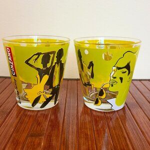 Two Cinzano 2009 Retro Funky Barware Glasses -Rare
